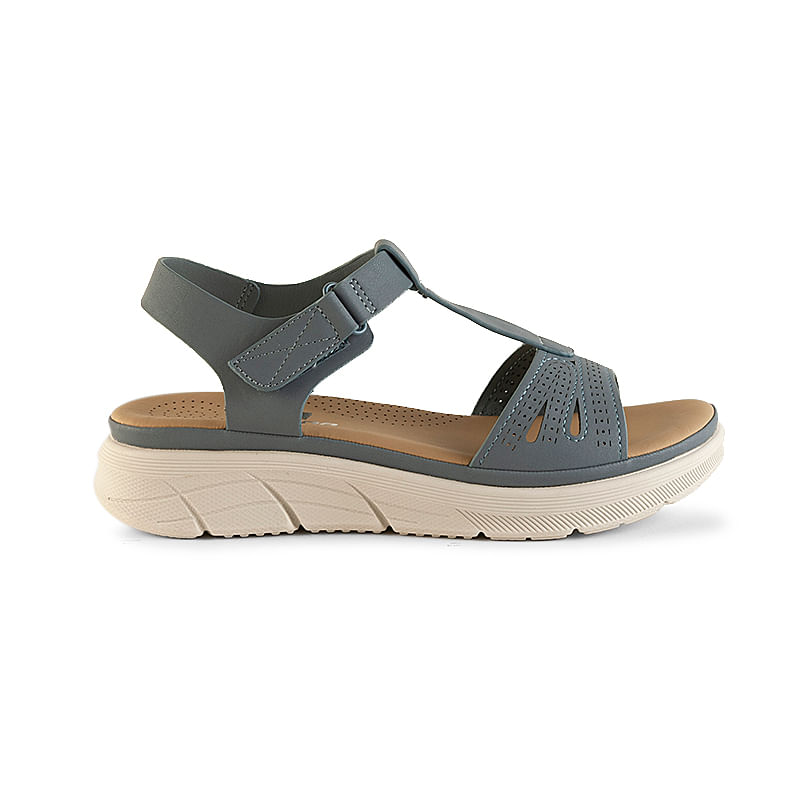 Sandalias De Piel Para Mujer Color Azul Con Cierre Decoratico